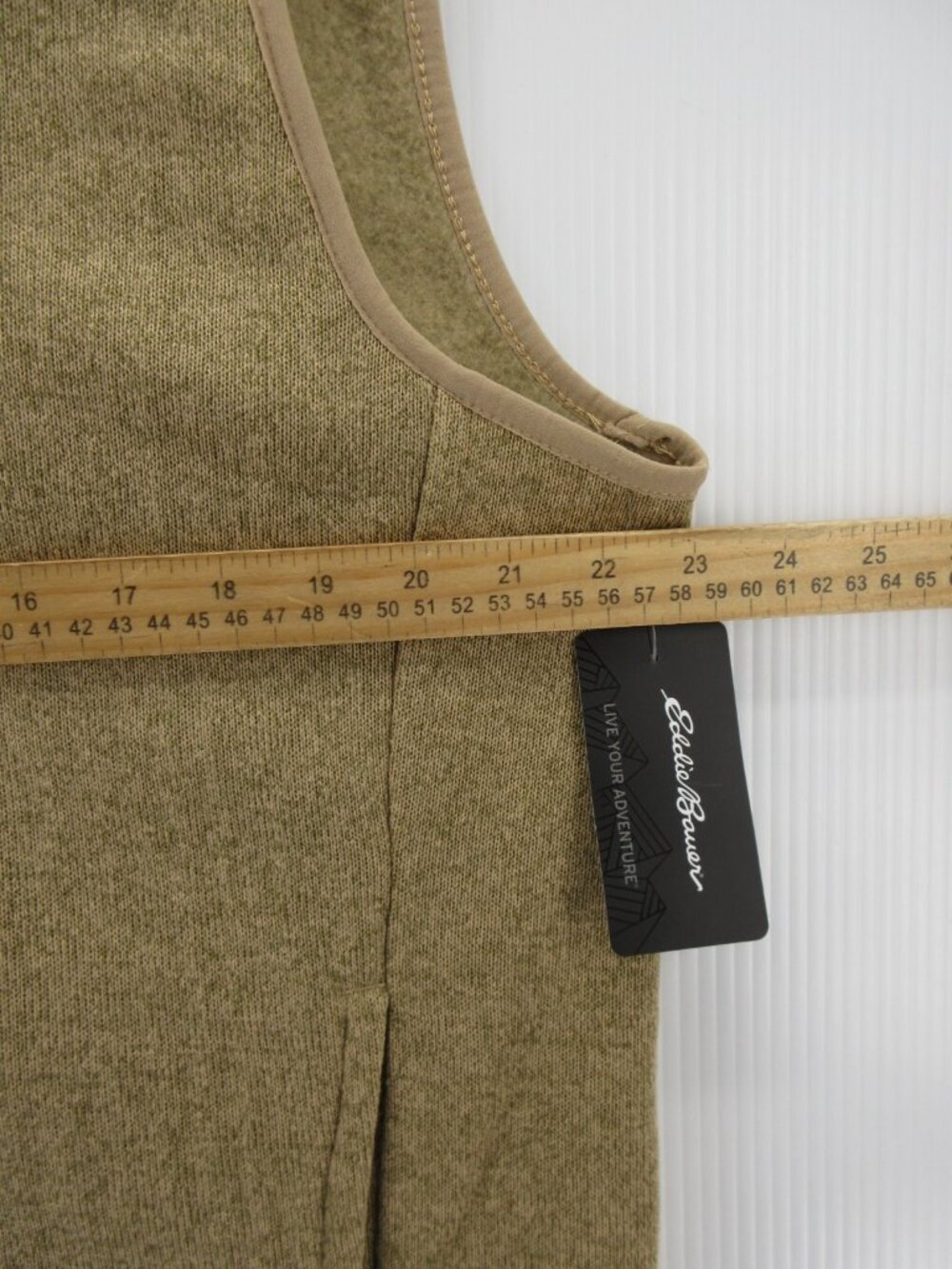 Eddie Bauer Vest Large Oatmeal Sweater Fleece Jacket Coat Hiking NEW - Picture 6 of 12